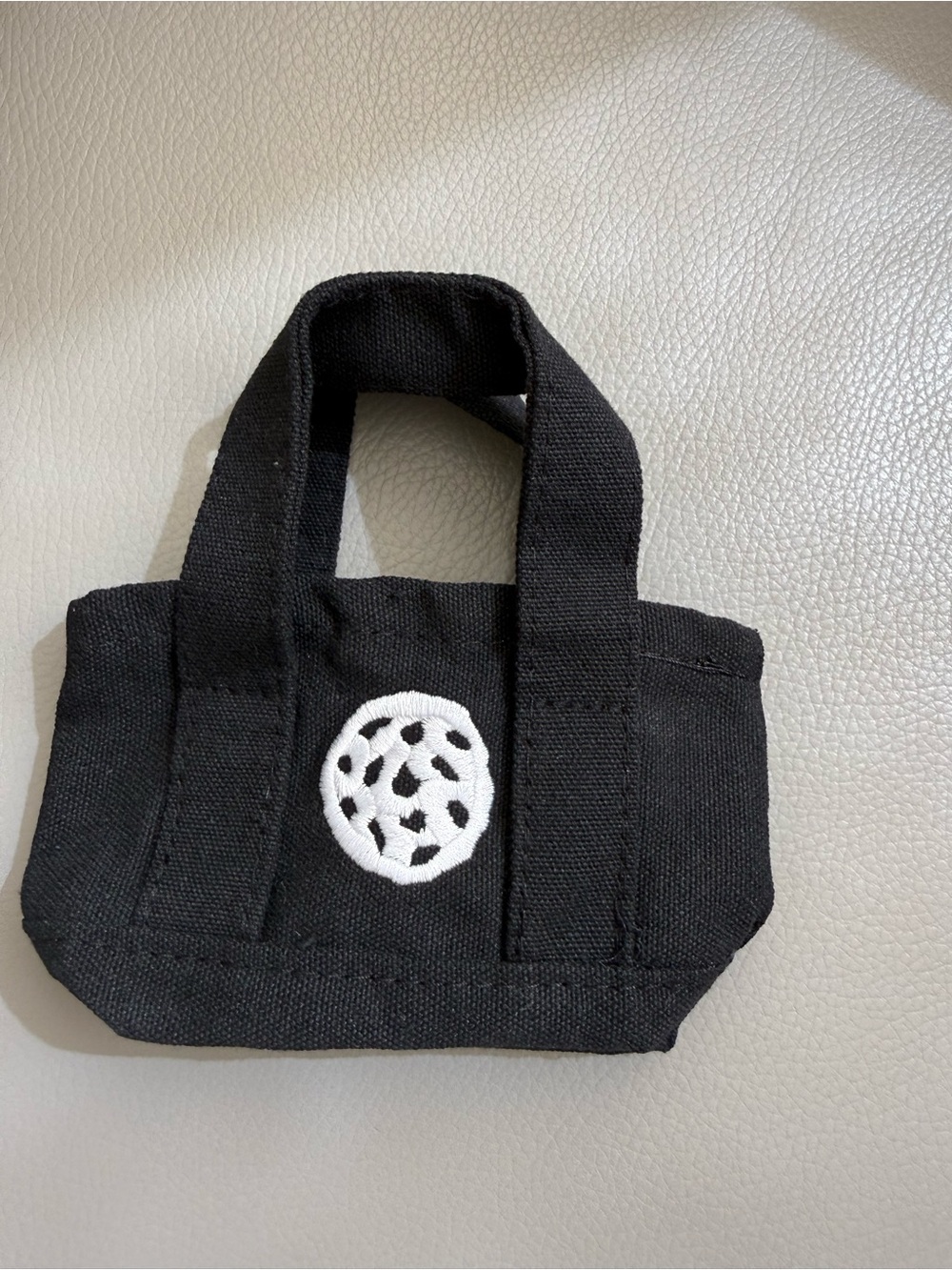 NEW Levain Black Canvas Mini Tiny Tote Bag with White Embroidered cookie